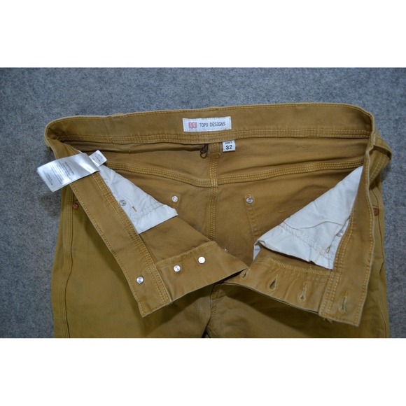 Topo Designs Jeans Mens 32x31 Brown Organic Stretch Denim Slim Tapered Pants - Picture 10 of 16